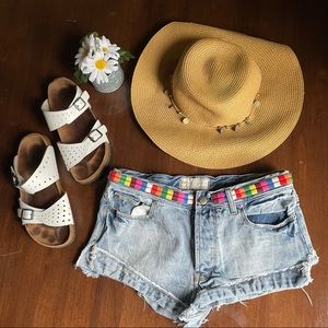 Free People Elliot Rainbow Trim Denim Shorts 25